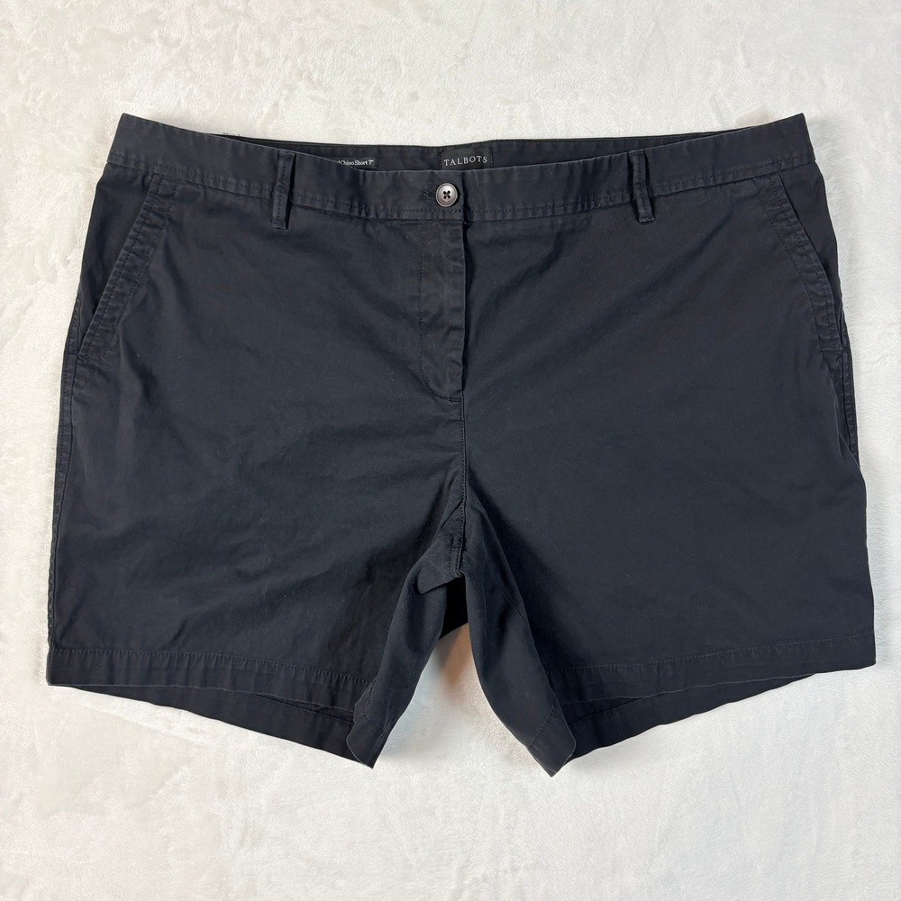 Talbots Relaxed Chino Short Women 18W Black Excellent 7 Inch Inseam Cotton Blend